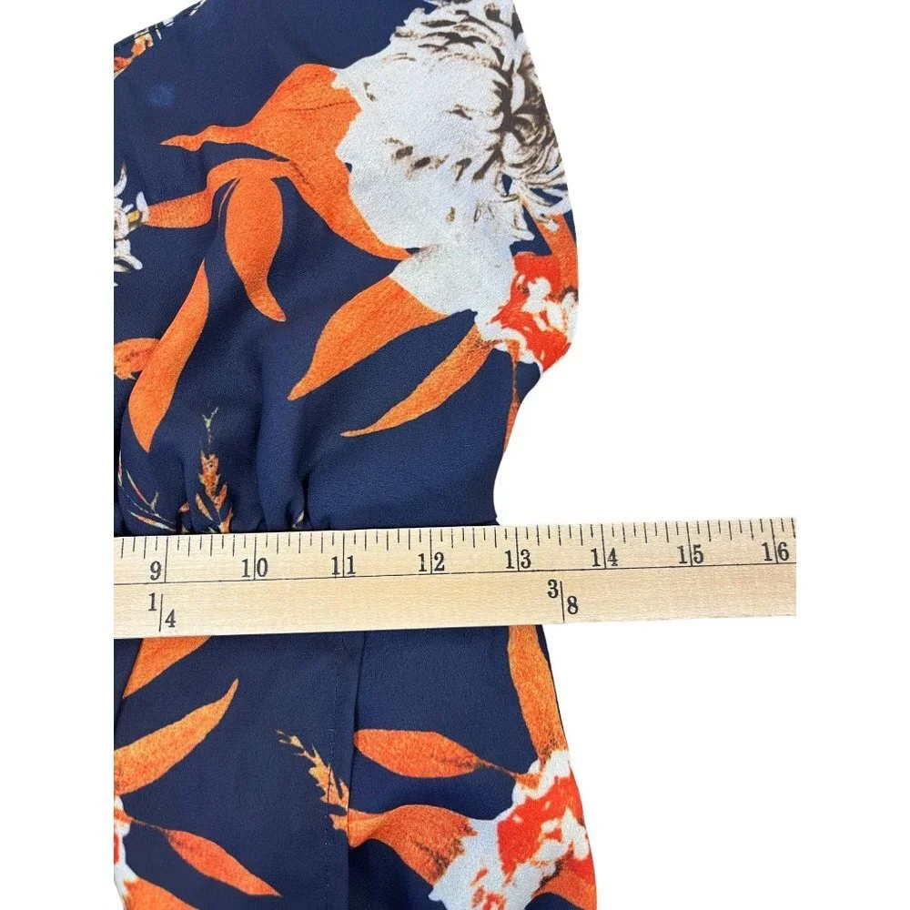 Simplee sienna sunset boho‎ maxi dress floral wrap , navy, Size S